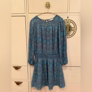 Joie Blue and Teal Long Sleeve Dress